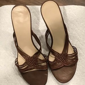 Brown strappy sandal heel